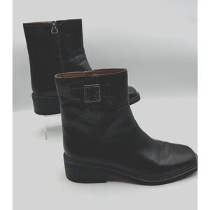 Franco Sarto L-Gillian Black Leather Ankle Boot w/ Buckle, Sipper Size 8 1/2 NIB